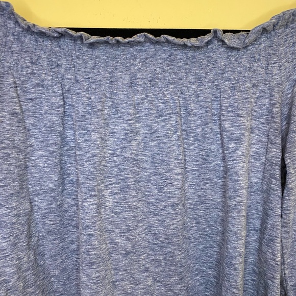 Chelsea & Violet Blue/Grey Elastic Off Shoulder Flowy Tie Sleeves Top Size XS - Picture 2 of 7